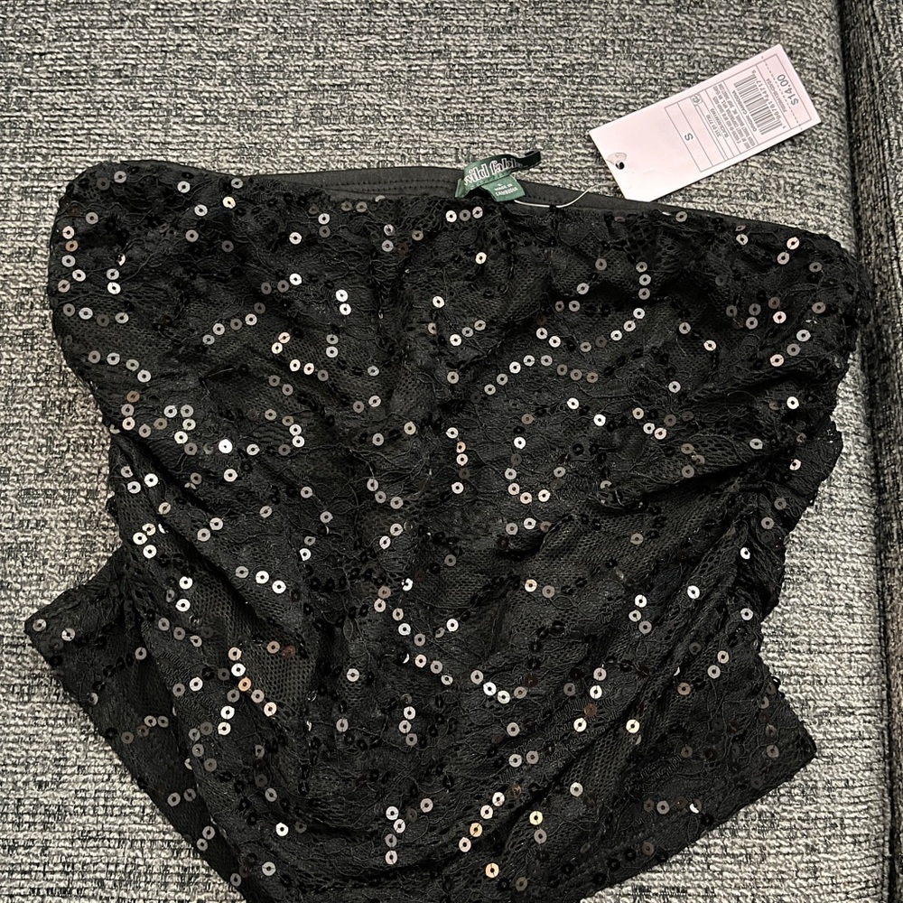 Wild Fable Black Sequin Crop Top